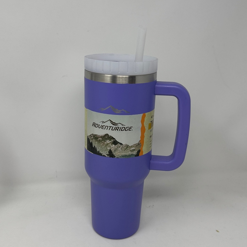 ALDI ADVENTURIDGE 40 OZ THIRSTY CRUSHER TUMBLER WHITE INSULATED STRAW  CUP